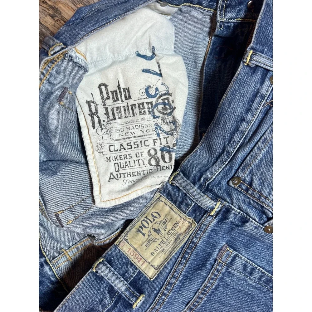 Vintage Polo Ralph Lauren Mens Classic‎ Straight Leg Blue Denim Jeans 40x32 Y2K